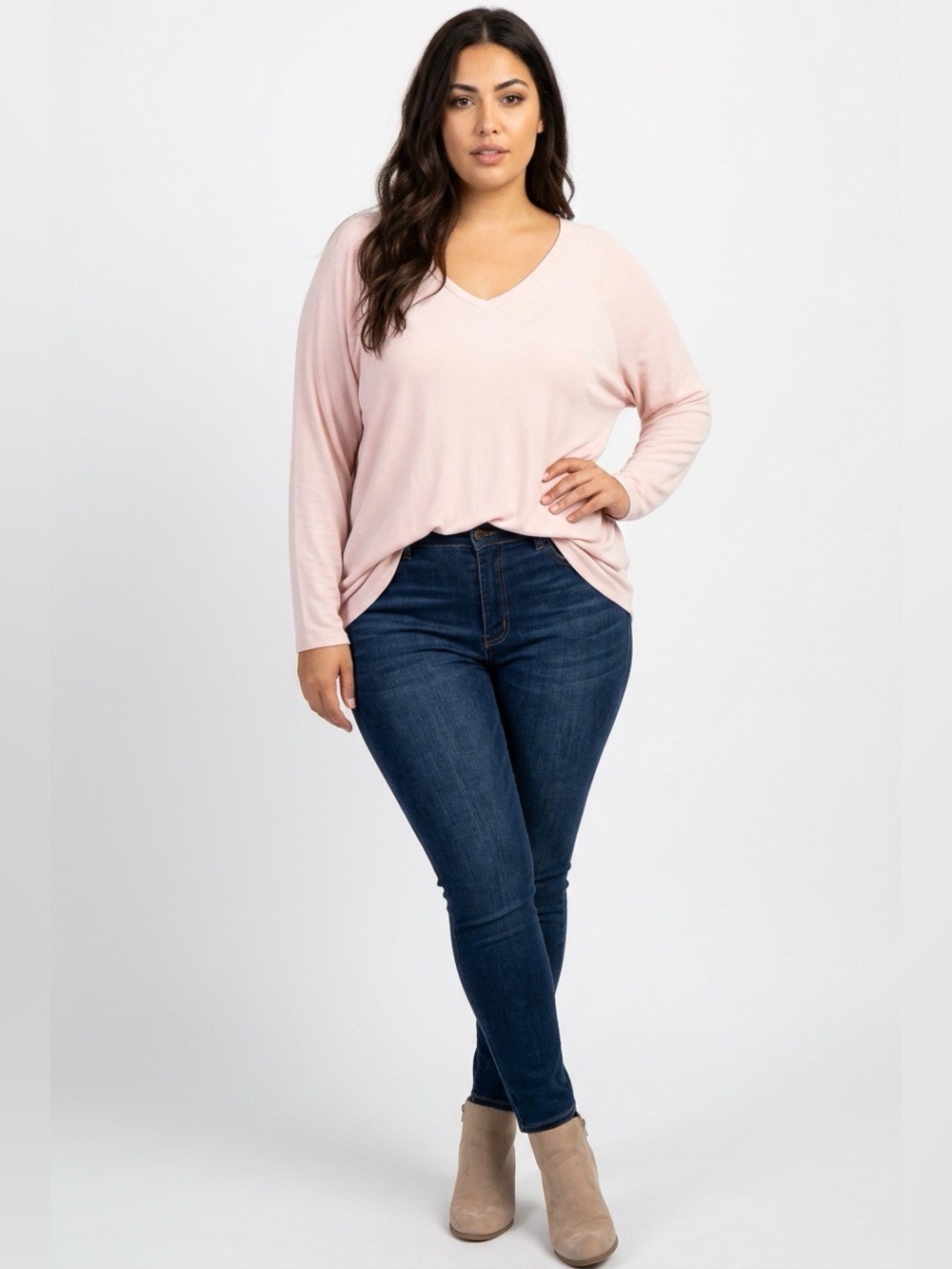 Avenue Thermal Vneck Pullover Top Blouse 18/20 Plus Size Stretch Lightweight